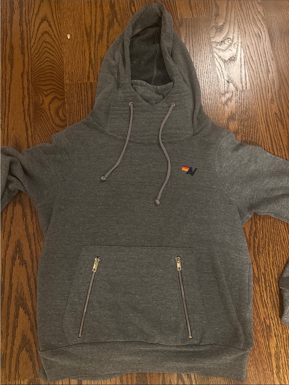 Aviator Nation Gray Hooded Pullover Sweatshirt